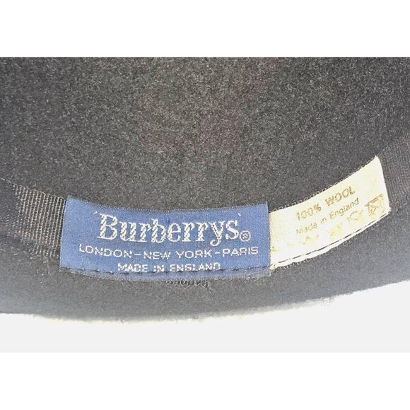 Vintage Burberrys Women's Black  Wool Wide Brim Fedora Hat Made In England 2934 - Picture 7 of 12